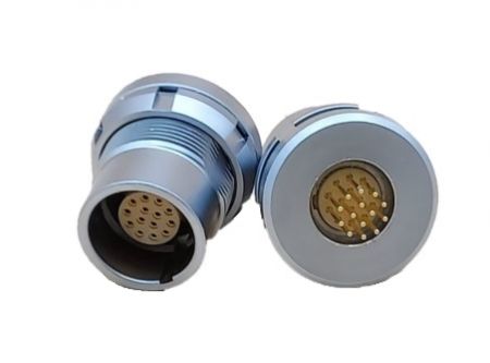 Conector Fêmea de Montagem Traseira Auto-Travante Push-Pull de 14 Núcleos (Montagem em PCB) - Conector-Fêmea-Push-Pull-Auto-Travante-Montagem-Traseira-14-Núcleos-(Montagem em PCB)